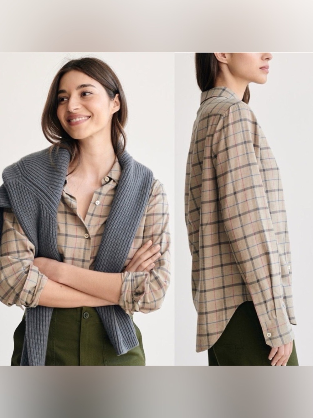 Jenni Kayne Lightweight Cotton Flannel Plaid Button Down Shirt